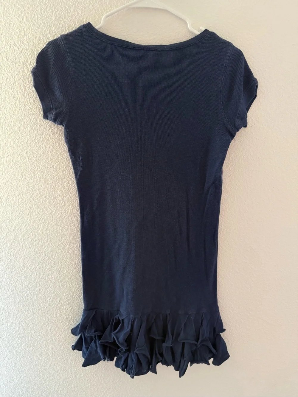 Ralph Lauren Navy Short-Sleeve Ruffle-Hem Dress Tee